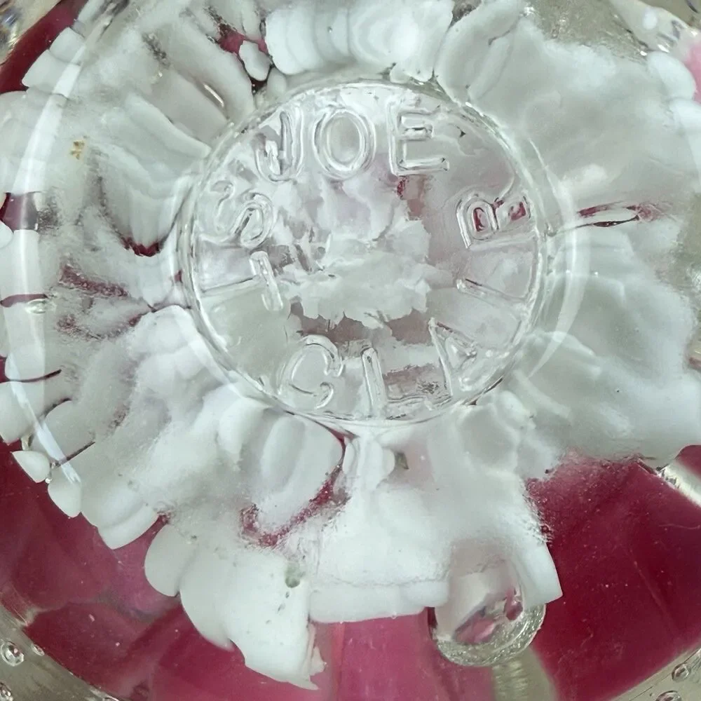 Vintage Joe St Claire Pink Trumpet Flowers Controlled Bubble Paper Weight 3”